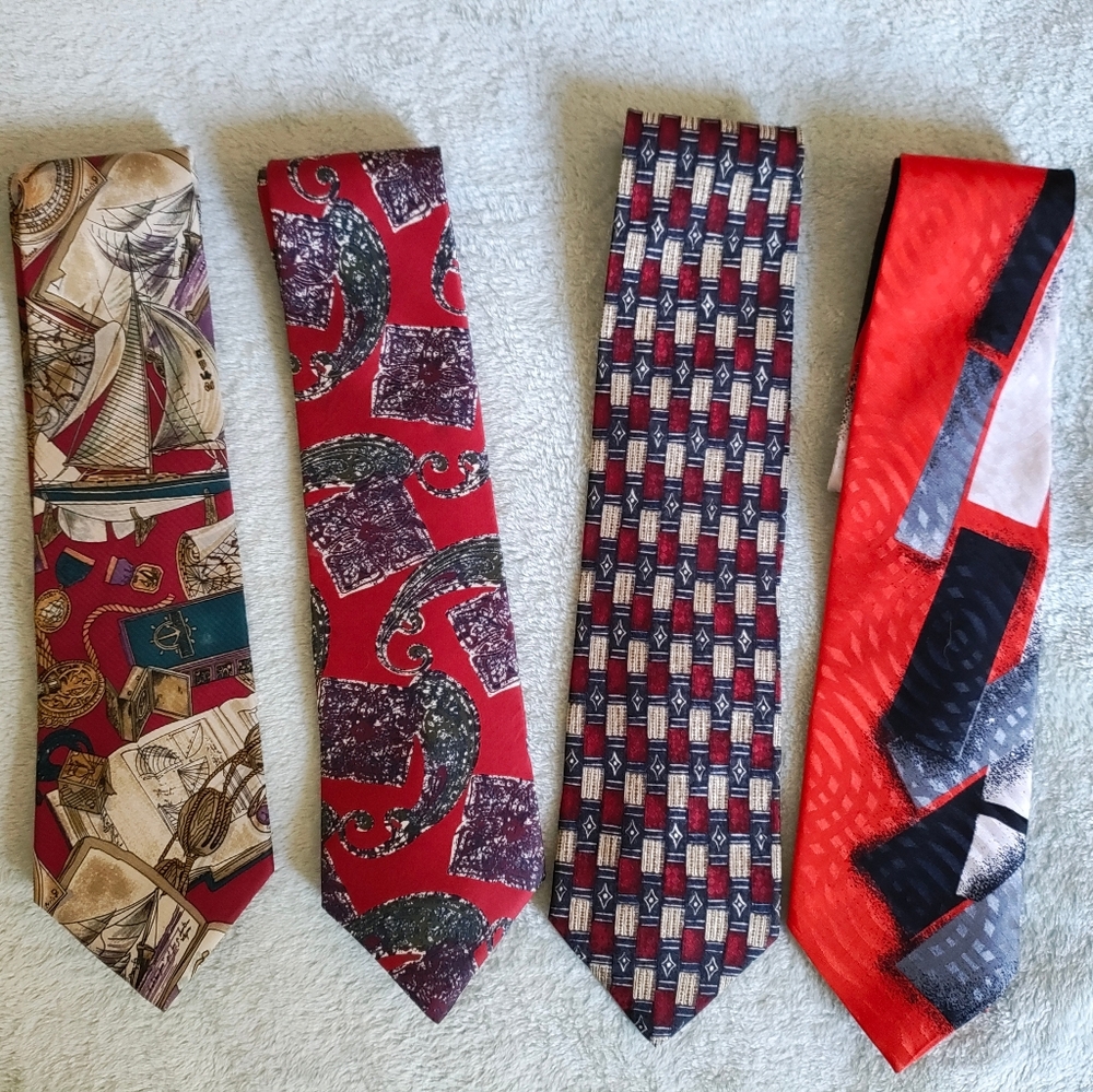 Emilio Romano neckties(2) + 2 Hathaway neckties FREE - 100%SILK